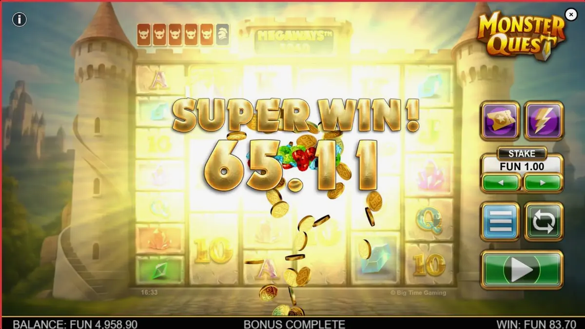 Ksatria berhadapan dengan monster dalam slot Monster Quest