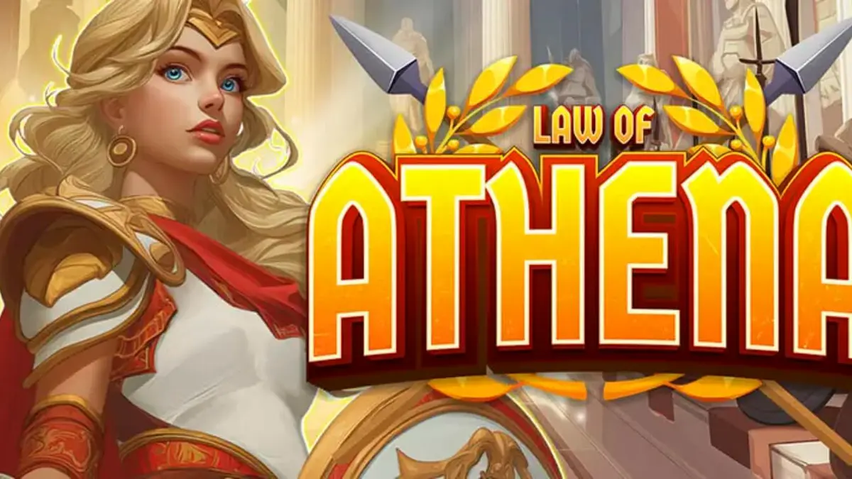 Tampilan visual slot Law of Athena dengan tema Yunani Kuno